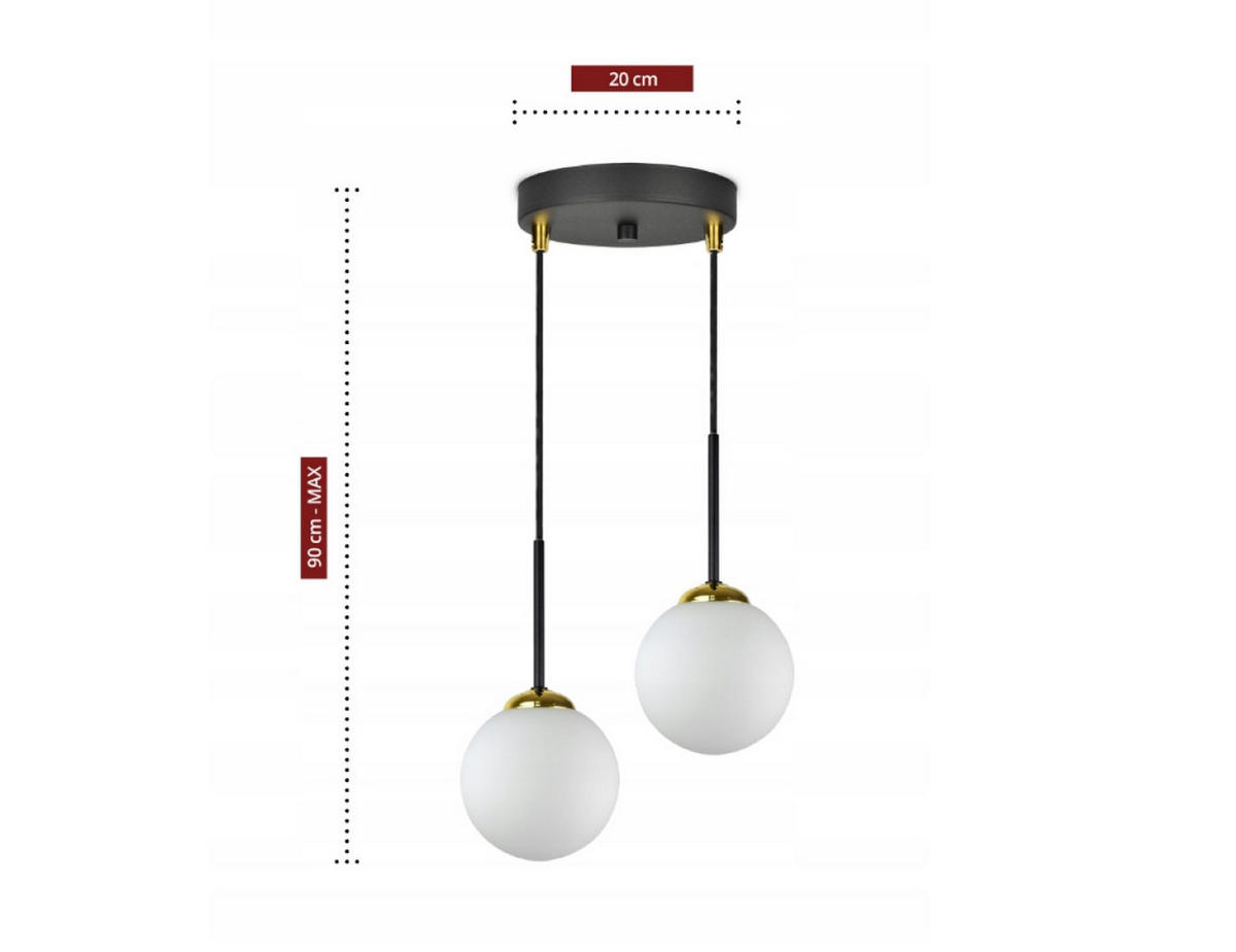 PENDELLEUCHTE Milano Glas - Goldfarben/Schwarz, Glas/Metall (30/30/90cm) - kiki design