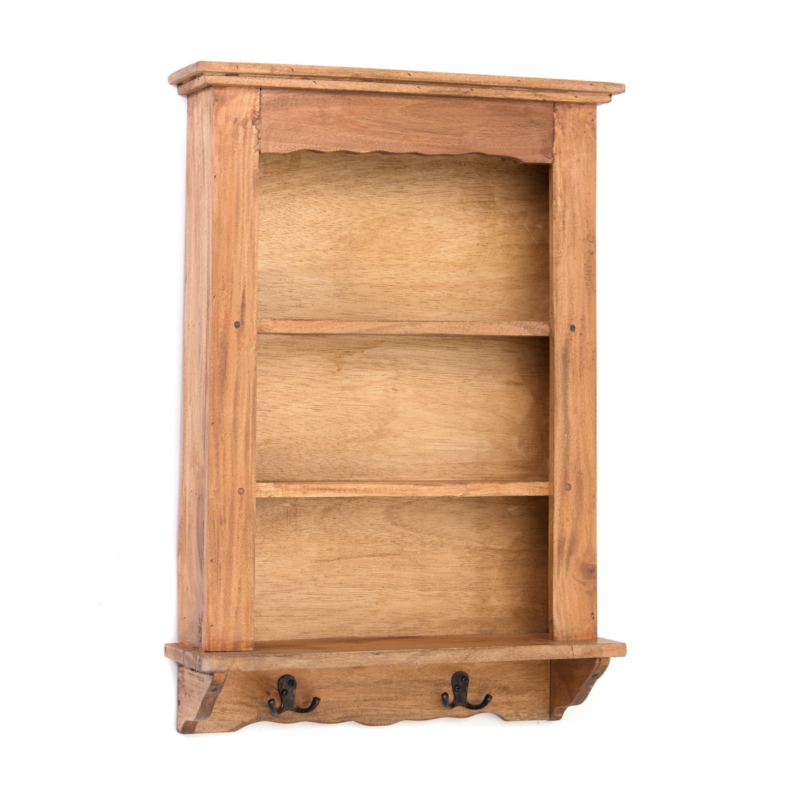 WANDREGAL Country Mahagoni Massivholz, 3 Ebenen, 4 Haken naturfarben - Naturfarben, Holz (45/68/13cm) - DESIGN DELIGHTS