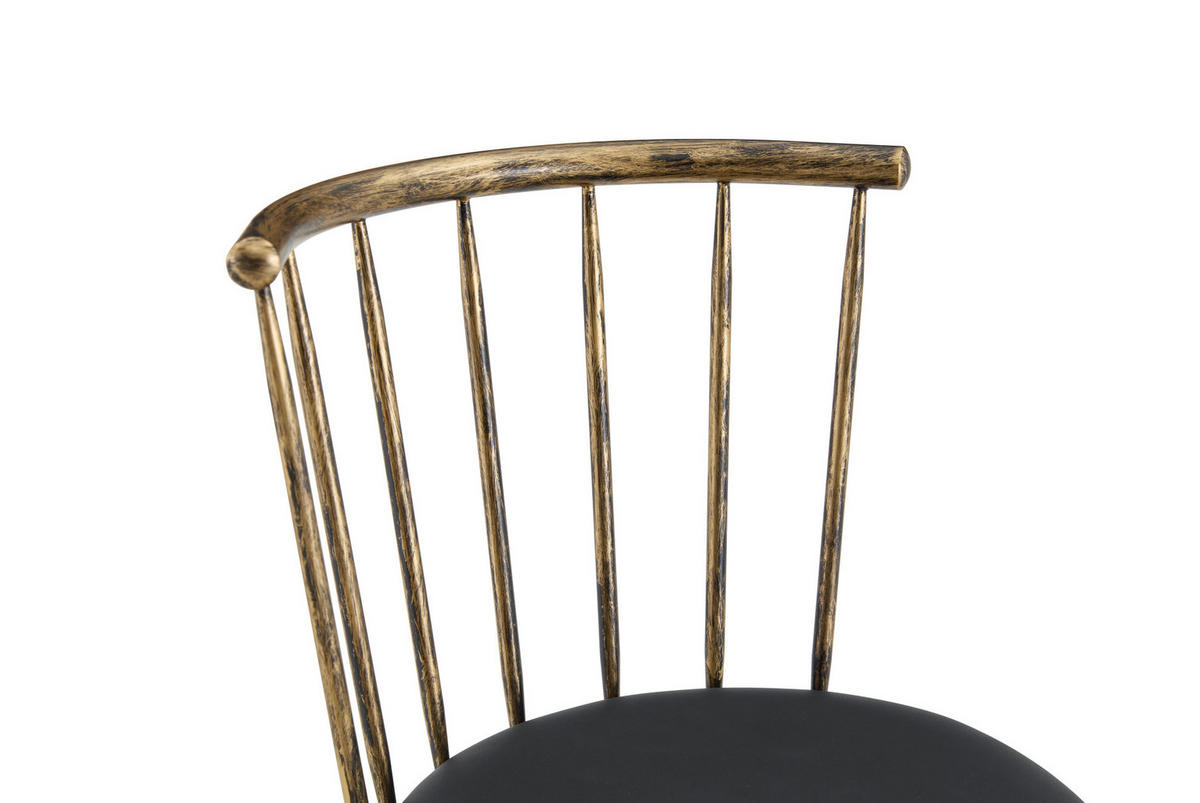 BARHOCKER Windsor-Stil mit Polstersitz Metall Black+Brown - Schwarz, Metall (39/96/39.1cm) - Meubliv