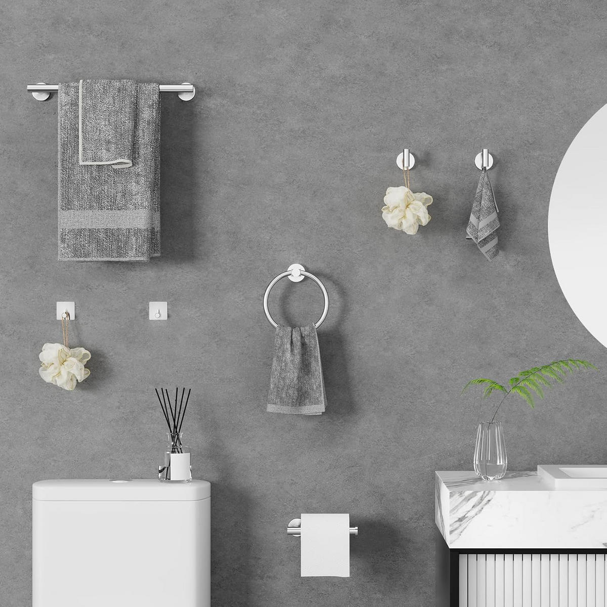 BADEZIMMER-REGAL-SET, silber, 42/18/6 cm - Silberfarben, Metall (18/6/42cm)