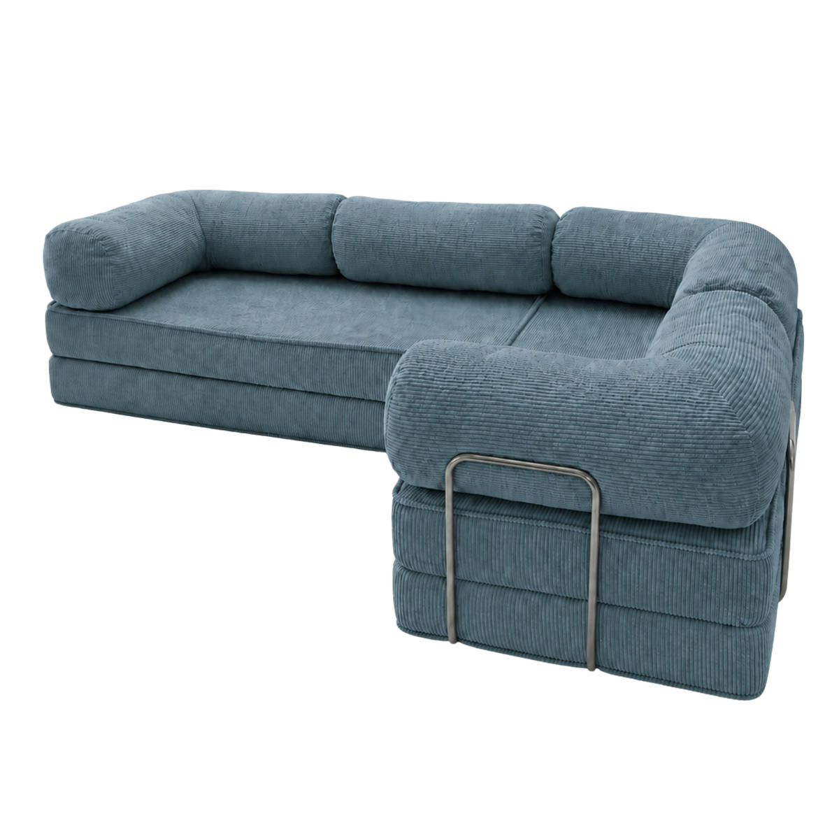 ECKSOFA Cord 300 x 200 cm Türkis mit Schlaffunktion - Türkis, Textil (300/200cm) - SURB