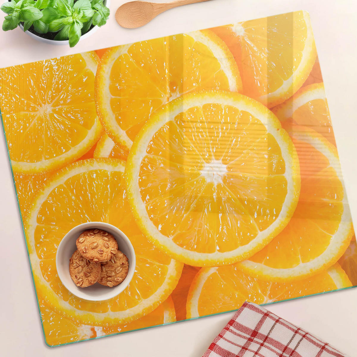 GLASPLATTE 60x52 cm Orangenscheiben - Orange, Glas (60/0.4/52cm) - TULUP