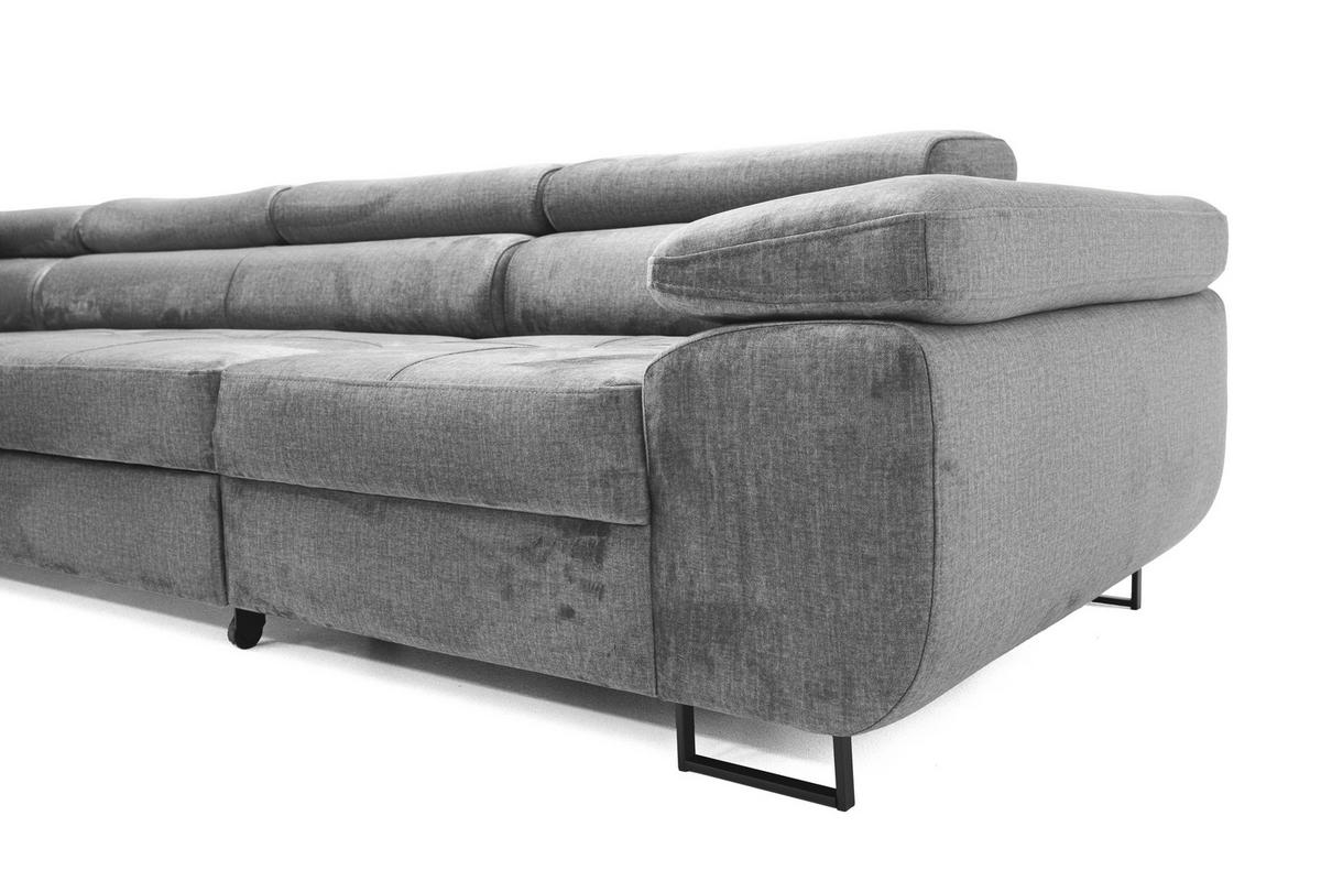 ECKSOFA WILD MAXI L Links mit Schlaffunktion 125x195 Velours Grau - Chromfarben/Grau, Holz/Textil (350/203cm) - Muffo