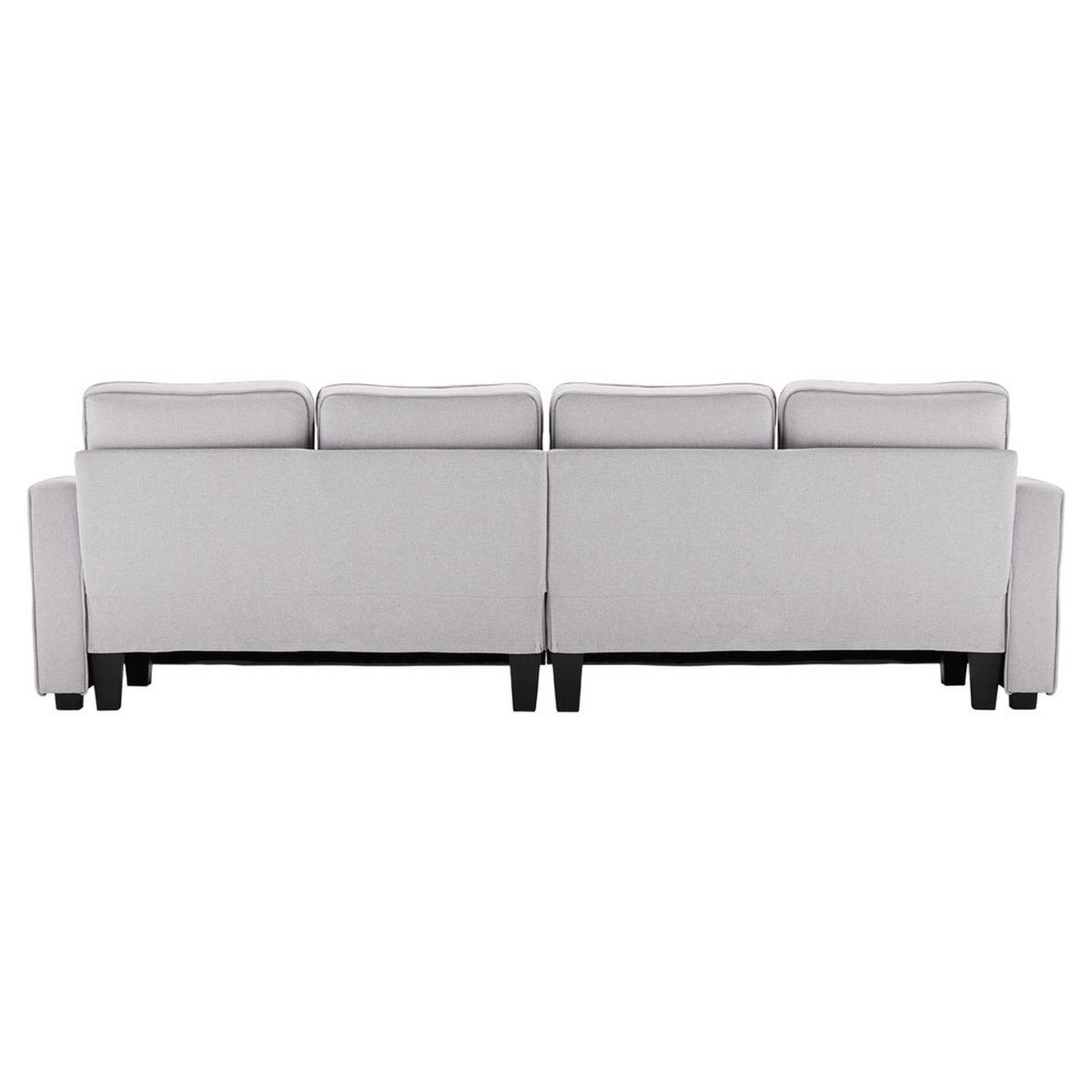 SOFA 4-Sitzer Leinenstoff Armlehnentaschen & 4 Kissen Modern Grau - Grau, Holz (71/27.5/55.5cm) - FLIEKS