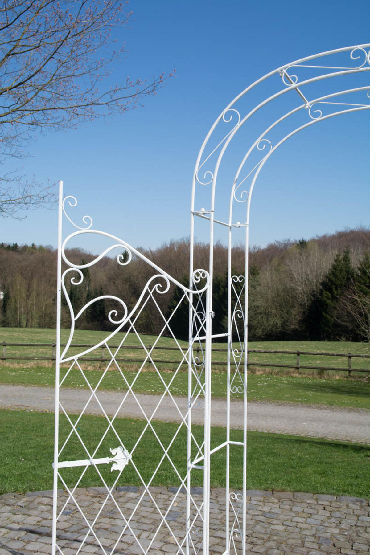 ROSENBOGEN Minden Tor 120x40x220cm Metall Antik-Weiß Rankhilfe - Weiß, Metall (120/220/40cm) - DELUKE