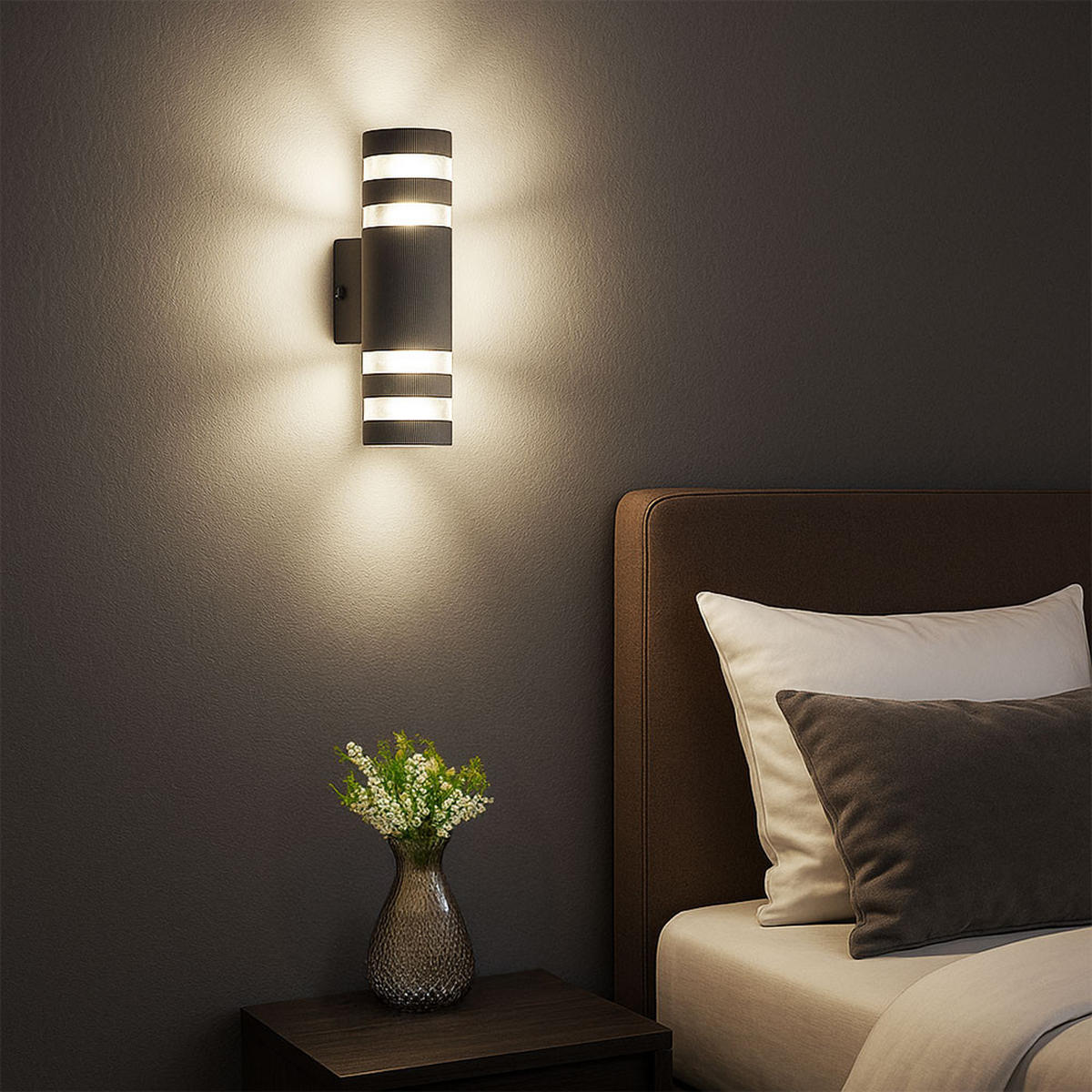 WANDLEUCHTE HAYES Glas Anthrazit, 2-flammig, 2er Set - Anthrazit, Glas (6.5/22/22cm) - Globo Lighting