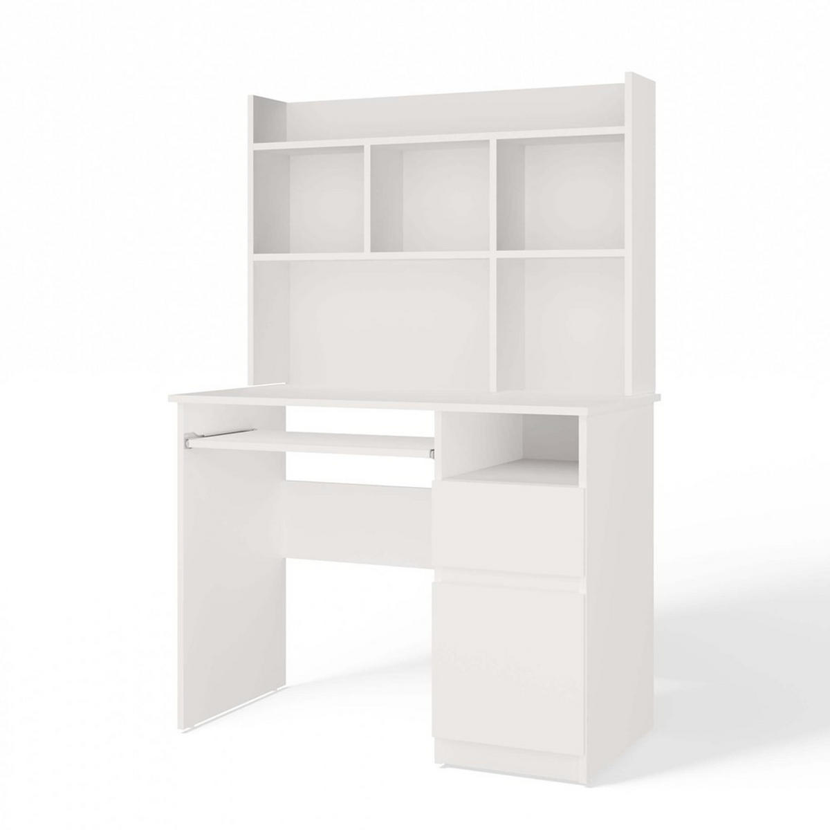SCHREIBTISCH PORTO mit Anbauelement Weiß 98 x 51 x 145 cm - Weiß, Holzwerkstoff (51/98/145cm)