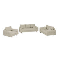 SITZGARNITUR 3+2+1 Alma Beige Cord - Beige/Schwarz, Holz/Textil (210/81/93cm) - S-Style Möbel