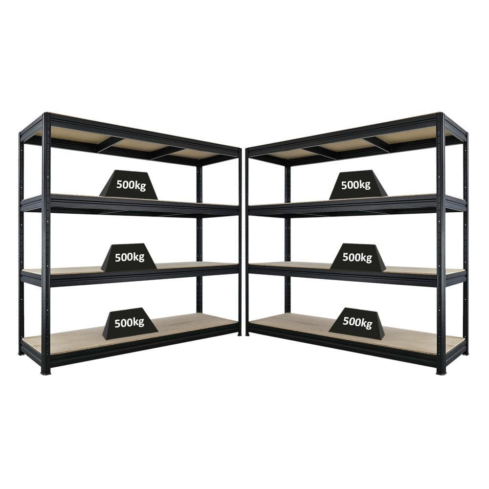 SCHWERLASTREGAL Dino 2er-Set 180x200x60cm Spanplatten-Ebenen Schwarz - Schwarz, Metall (400/180/60cm) - PROREGAL