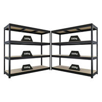 SCHWERLASTREGAL Dino 2er-Set 180x200x60cm Spanplatten-Ebenen Schwarz - Schwarz, Metall (400/180/60cm) - PROREGAL