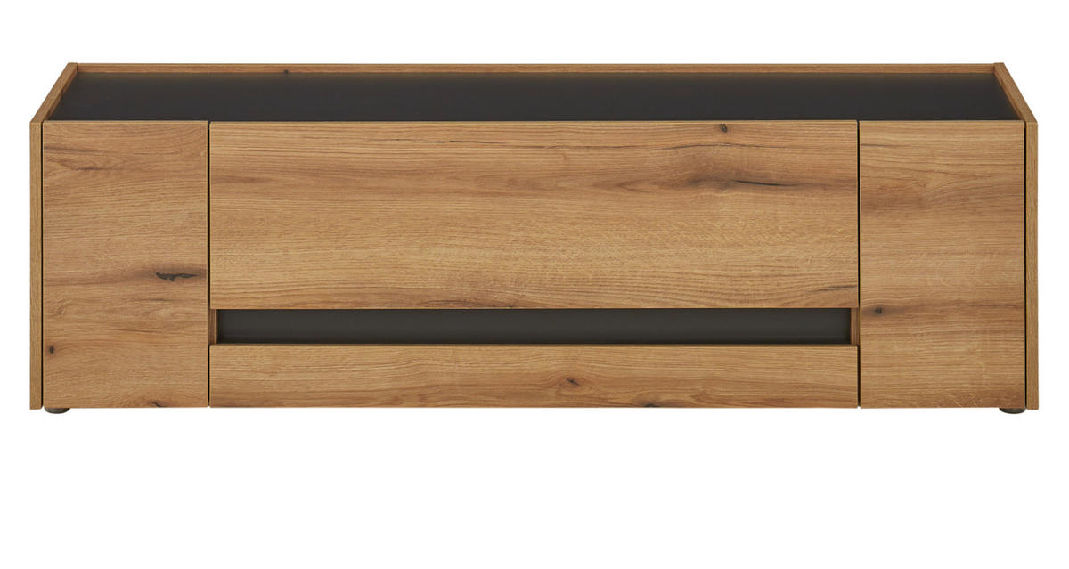 TV-LOWBOARD Eiche Evoke, grau 140 cm, TV- Unterteil mit viel Stauraum - Eichefarben/Schwarz, Holz/Holzwerkstoff (140/40/45cm) - Furn.Design