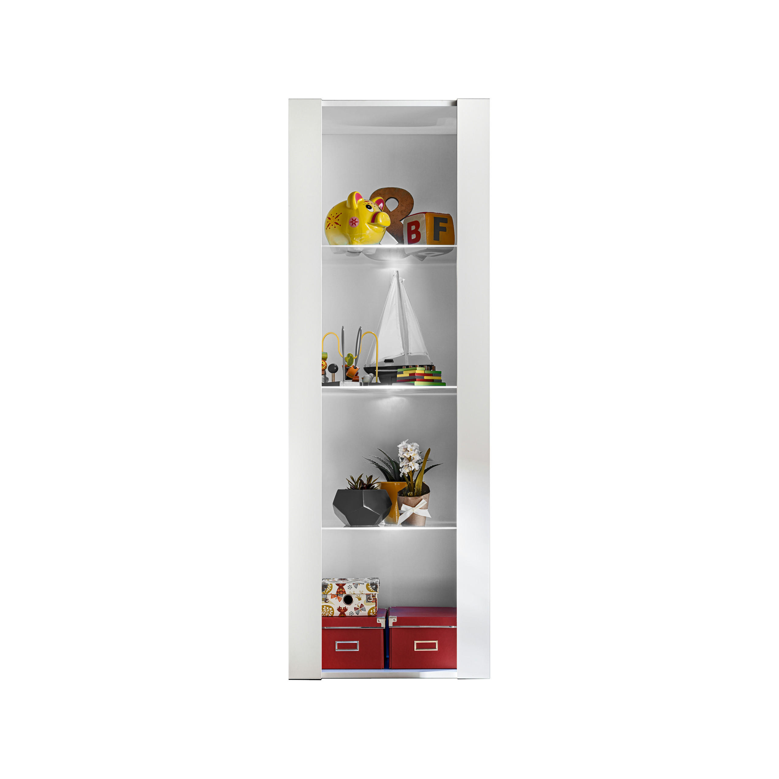 VITRINE TIVOLI, Weiß + Weiß - Weiß, Glas/Holzwerkstoff (55/159/35cm) - Komodee