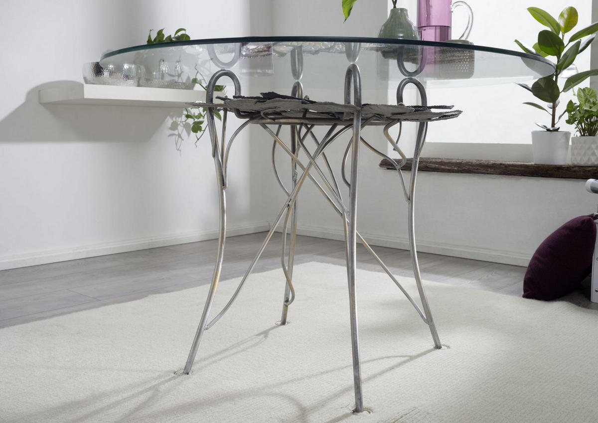 BEISTELLTISCH 107x107x76 natur DEKO #086 - Silberfarben, Metall (107/107/76cm) - Massivmoebel24
