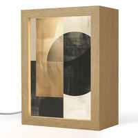 TISCHLEUCHTE Abstrakt - Modern - Schwarz - Gold 15x20 cm - Beige, Holzwerkstoff (8/15/20cm) - OnlyWow