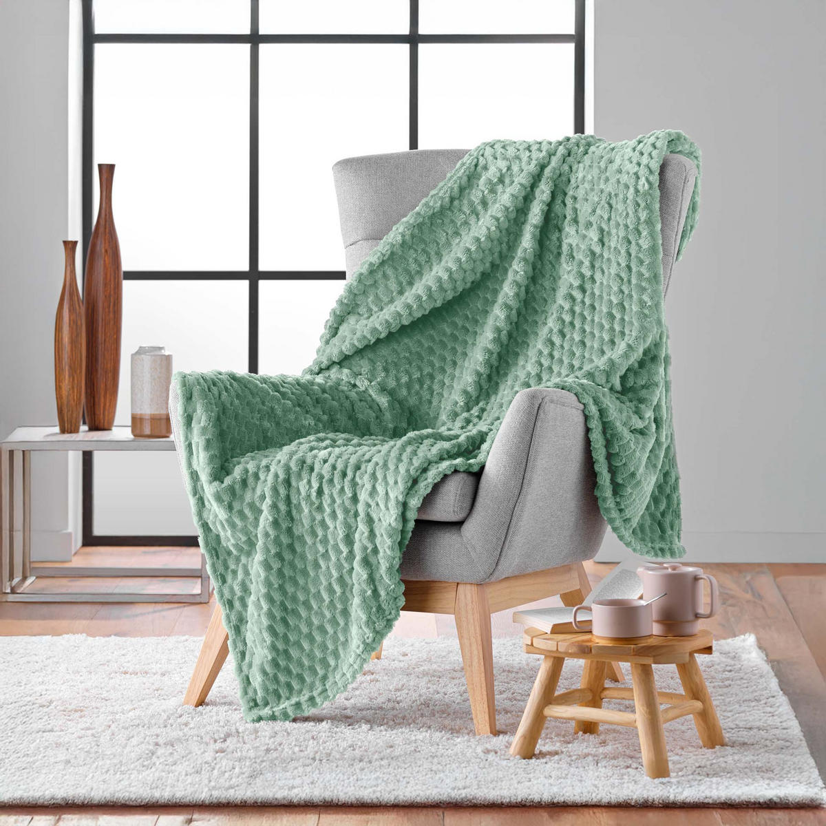 TAGESDECKE aus Flanell Frosty 150/125/0,5 cm - Grün, Textil (125/150cm) - Douceur d´intérieur