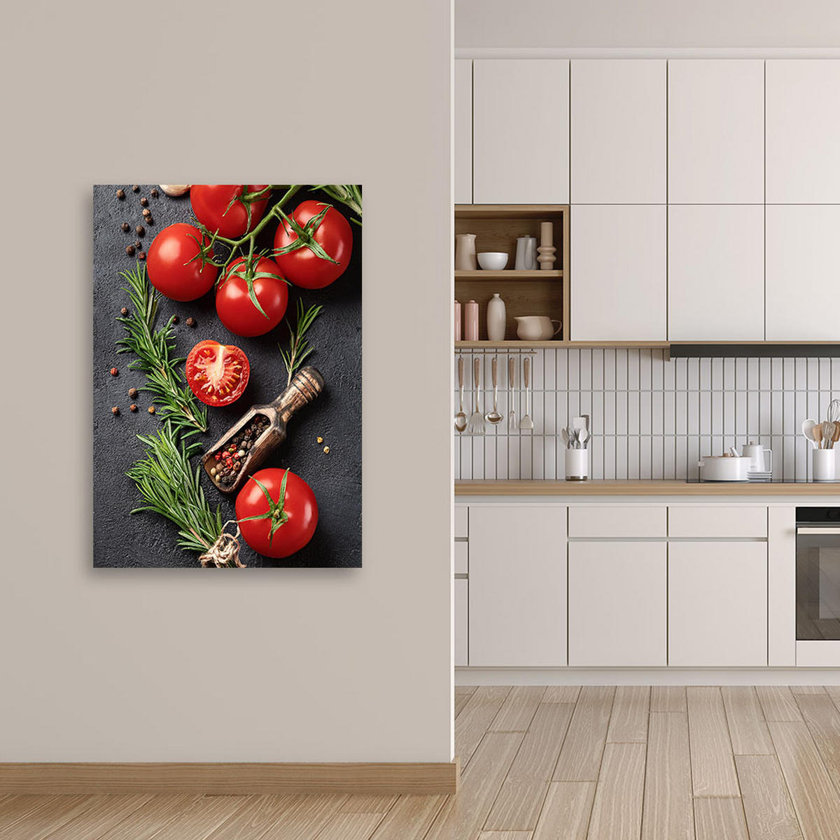 WANDBILD tomaten gemüse lebensmittelküche - Rot, Textil (40/60cm) - Feeby