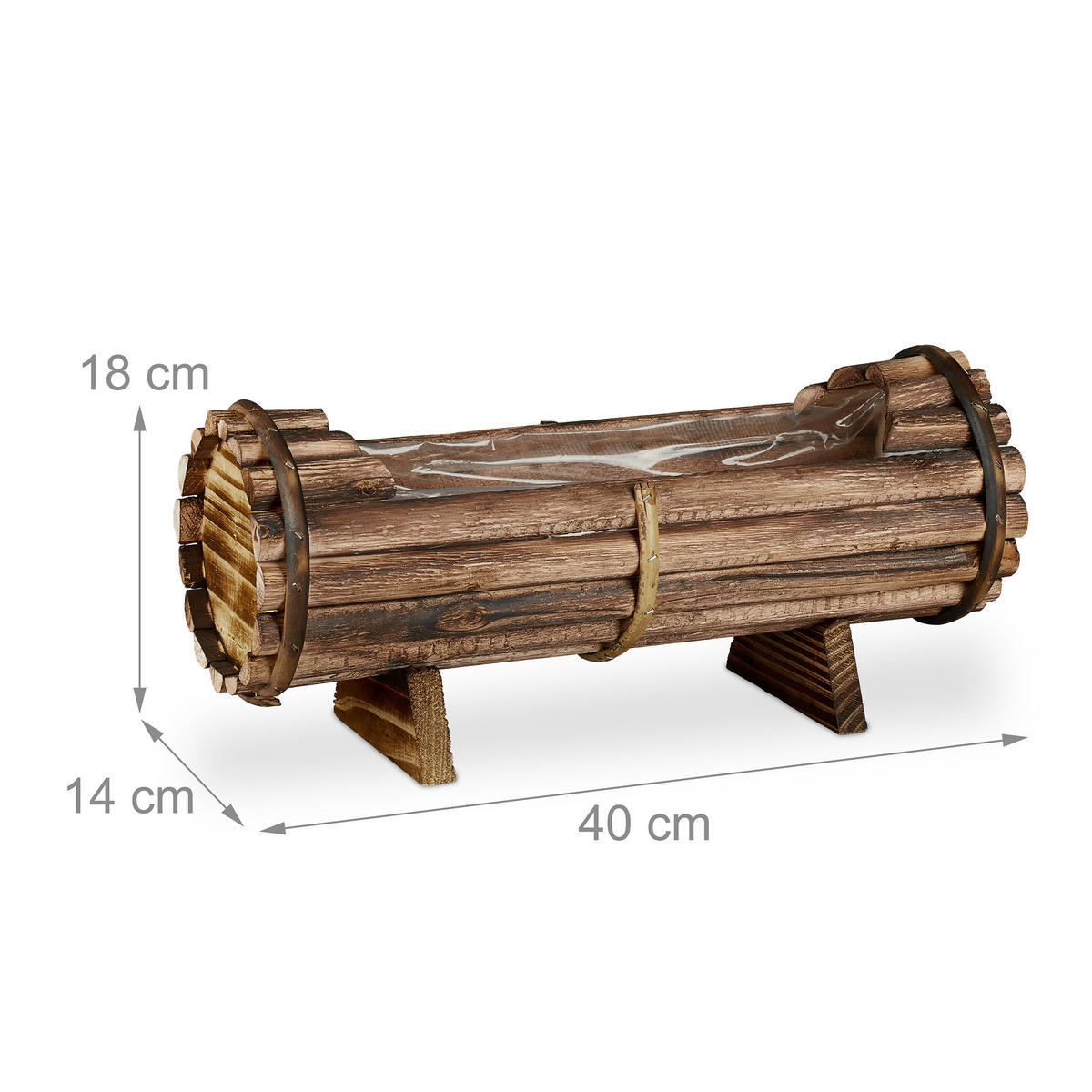 2XBLUMENKASTEN - Braun, Holz/Kunststoff (40/18/14cm) - Relaxdays