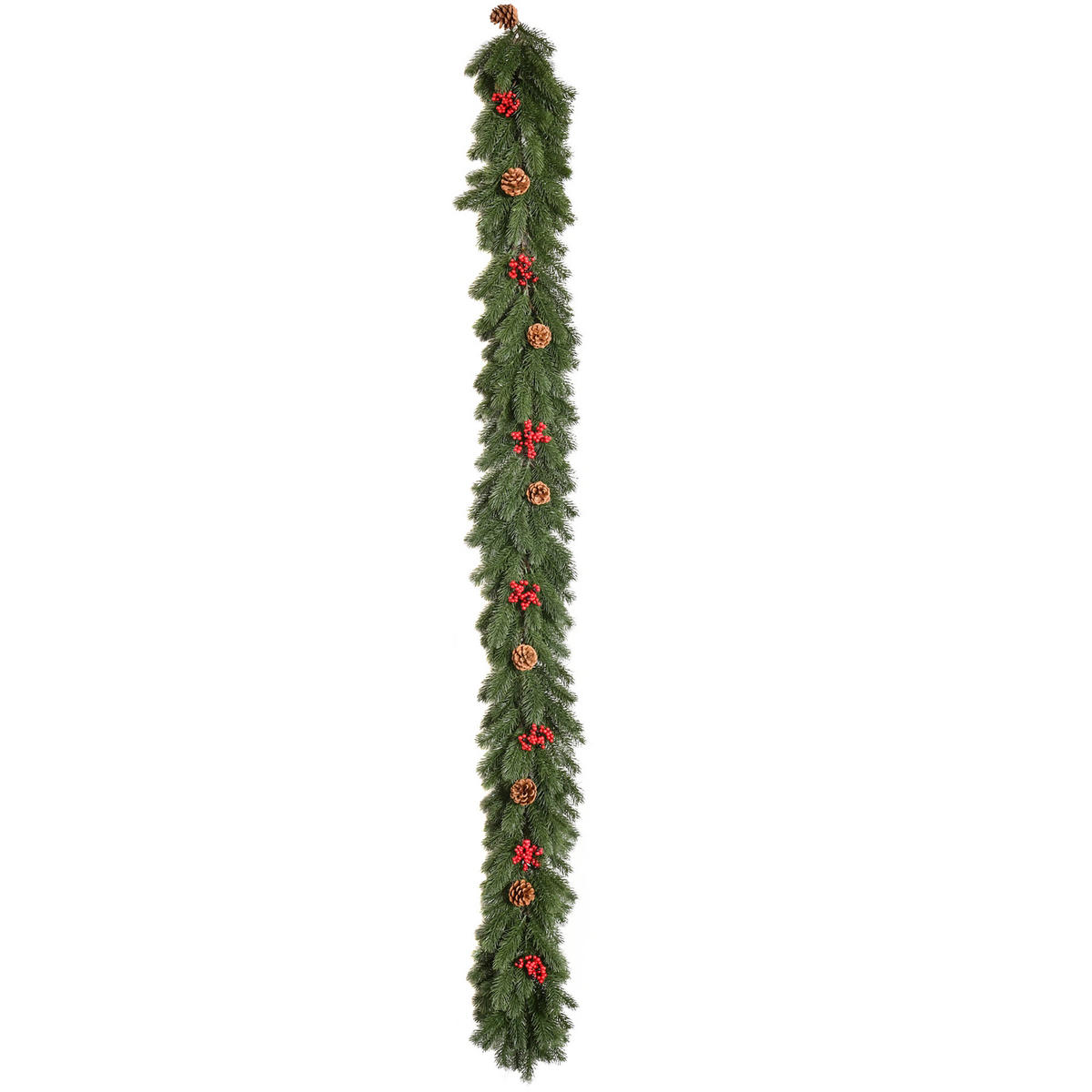 WEIHNACHTSGIRLANDE Blumendekoration mit Tannenzapfen Beeren Grün - Grün, Kunststoff (12/8/190cm) - HOMCOM