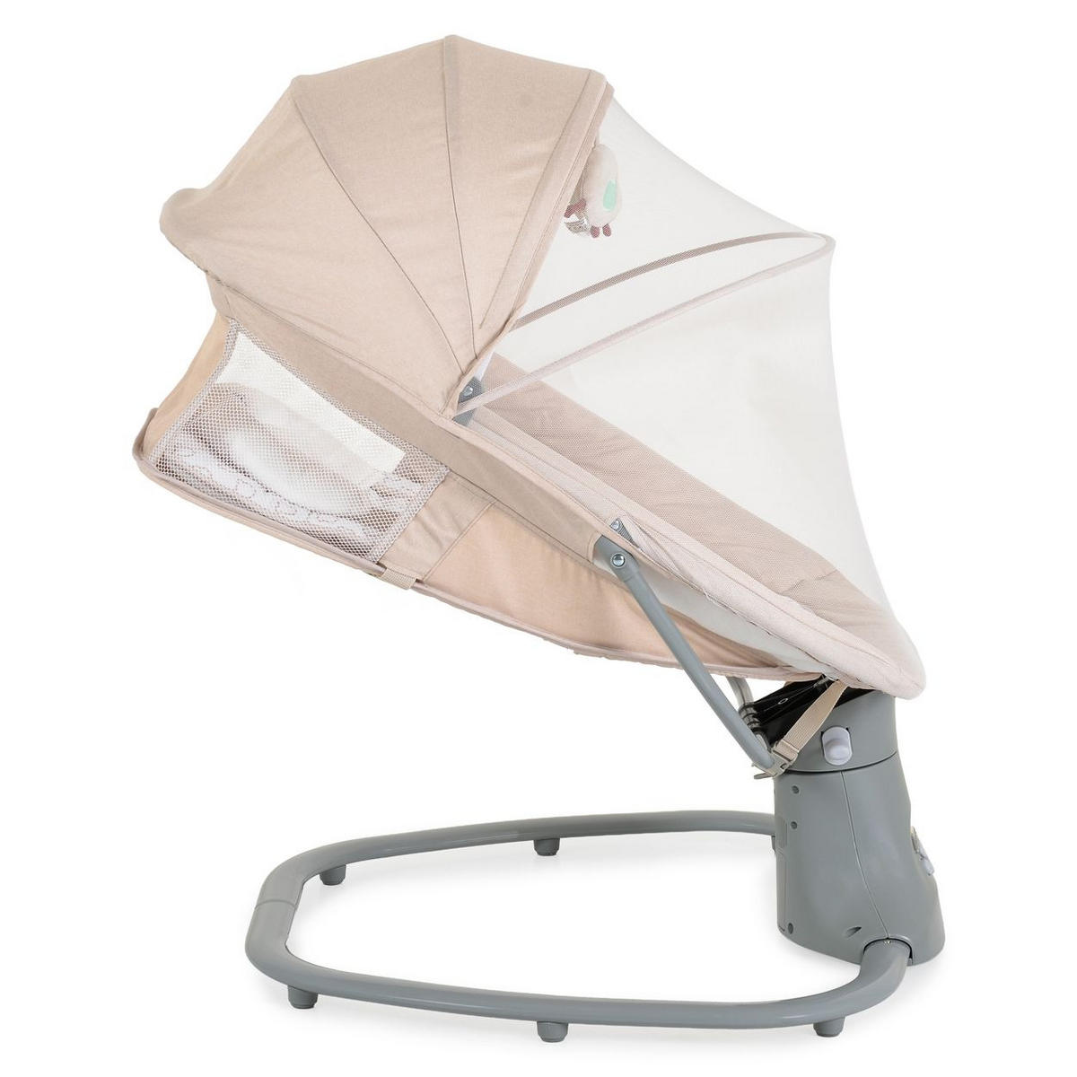 BABYWIPPE Axel 3 in1 beige Bluetooth, 5 Schaukelgeschwindigkeiten, Moskitonetz, 5-Punkt-Gurt - Beige, Metall - Moni