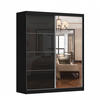 SCHWEBETÜRENSCHRANK Multi 31 Schwarz/Schwarz + Spiegel 183 cm - Schwarz/Alufarben, Glas/Holzwerkstoff (183/218/61cm) - imoebel24