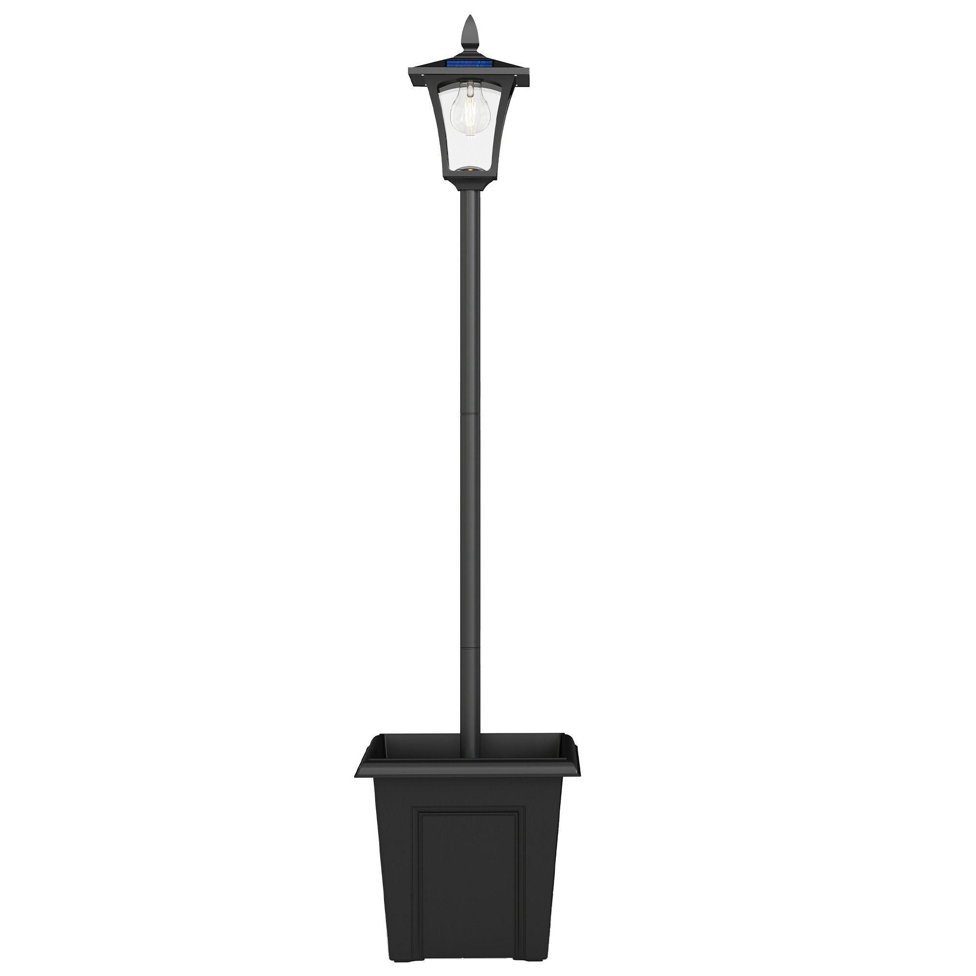SOLÁRNÍ lampa ABS hliník černá - černá, plast (33/33/160cm) - Outsunny