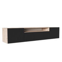 TV-SCHRANK Schwarz NOELI Hängend Mit Gerillten Fronten - Schwarz, Holzwerkstoff (200/40/41cm) - Sepro Meble