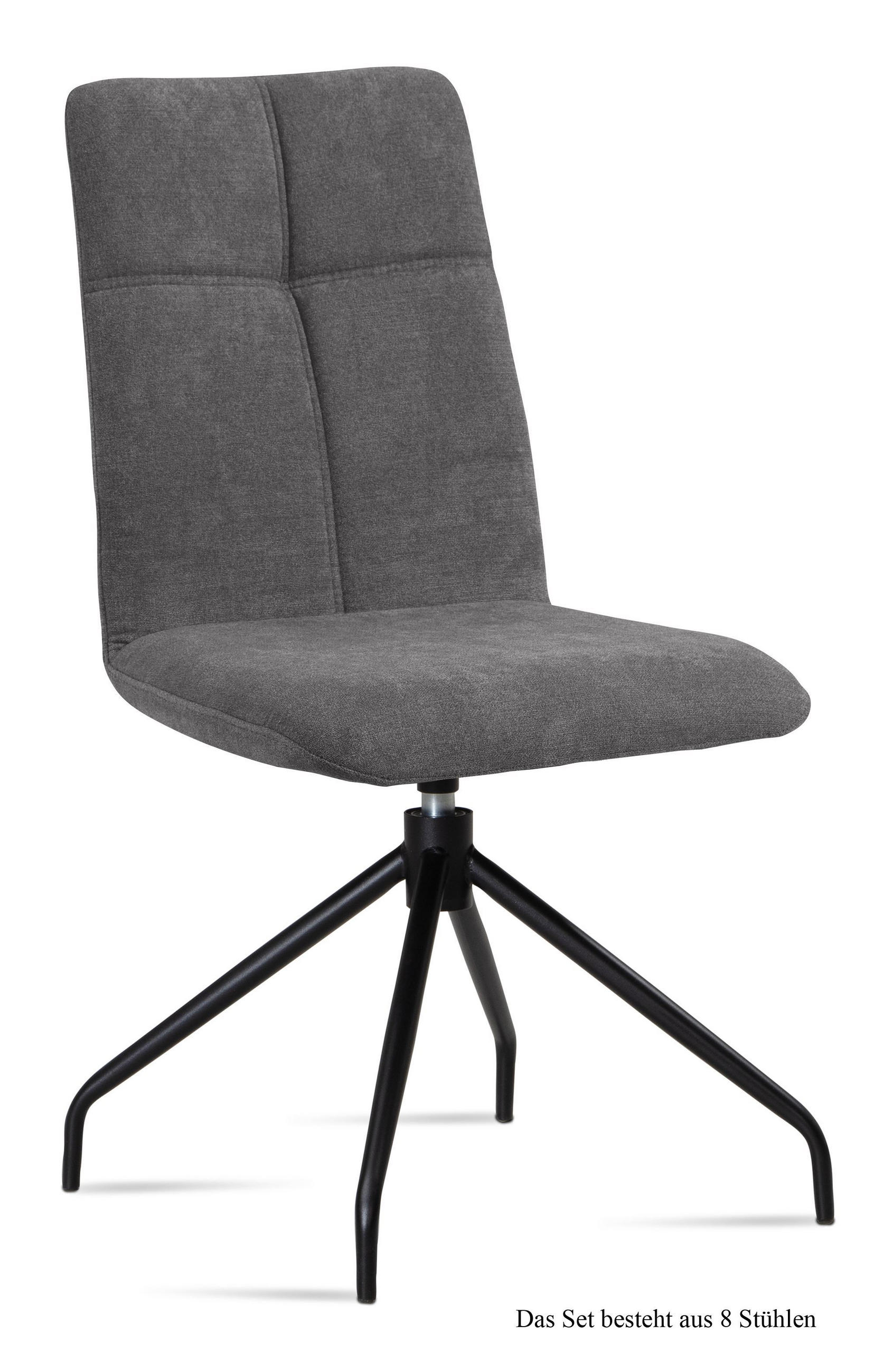 ESSZIMMERSTUHL drehbar (8er-Set) Dniren 47x92x60 Schwarz/Grau - Schwarz/Grau, Kunststoff (60/92/47cm) - 58aufmkessel