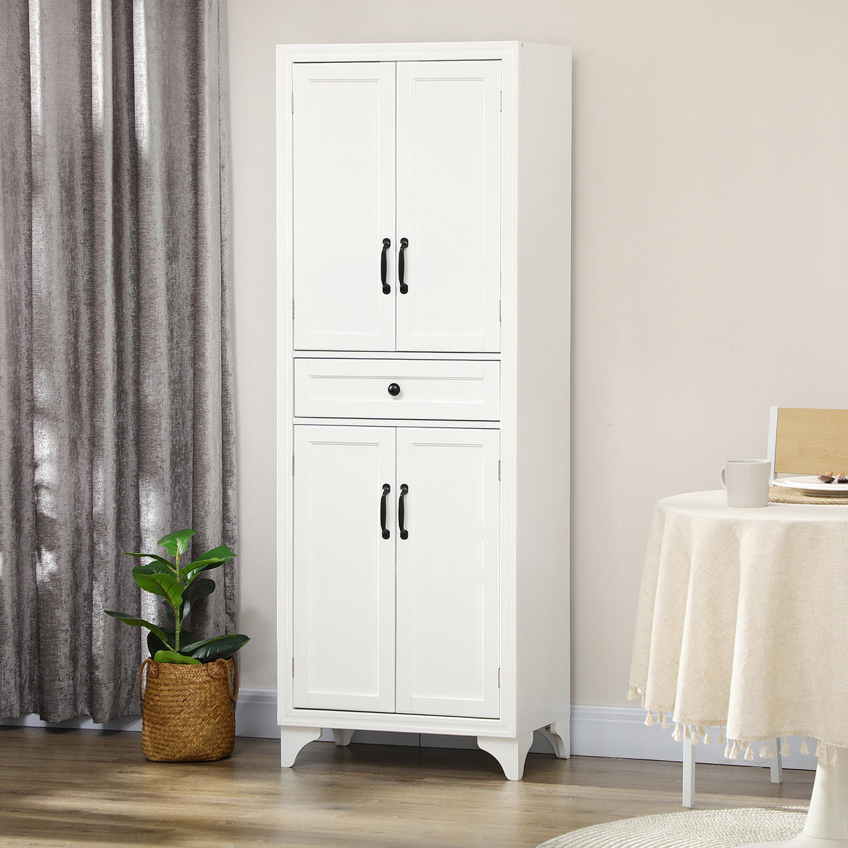 HIGHBOARD DE-11042 4 Türen & 1 Schublade mit verstellbaren Böden Weiß - Weiß, Holzwerkstoff (38/170/60cm) - ComfortXL
