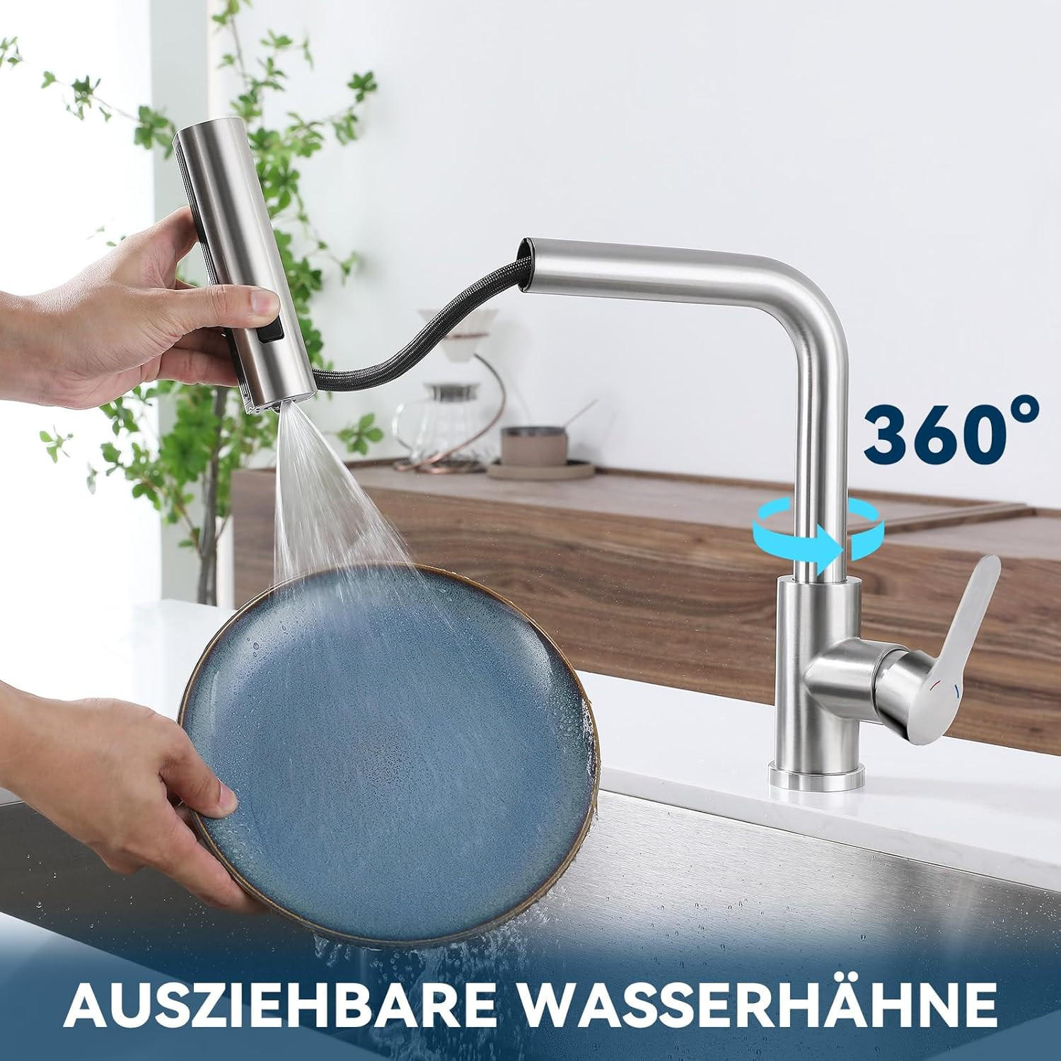 WASCHTISCHARMATUR Rhewind 23/14/28 cm - Edelstahlfarben, Metall (23/14/28cm) - ZMH