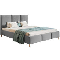 BETT Grau LUXO 7 Gepolstert Auf Hohen Holzbeinen 140x200 cm - Eichefarben/Schwarz, Textil (140/200cm) - Sepro Meble