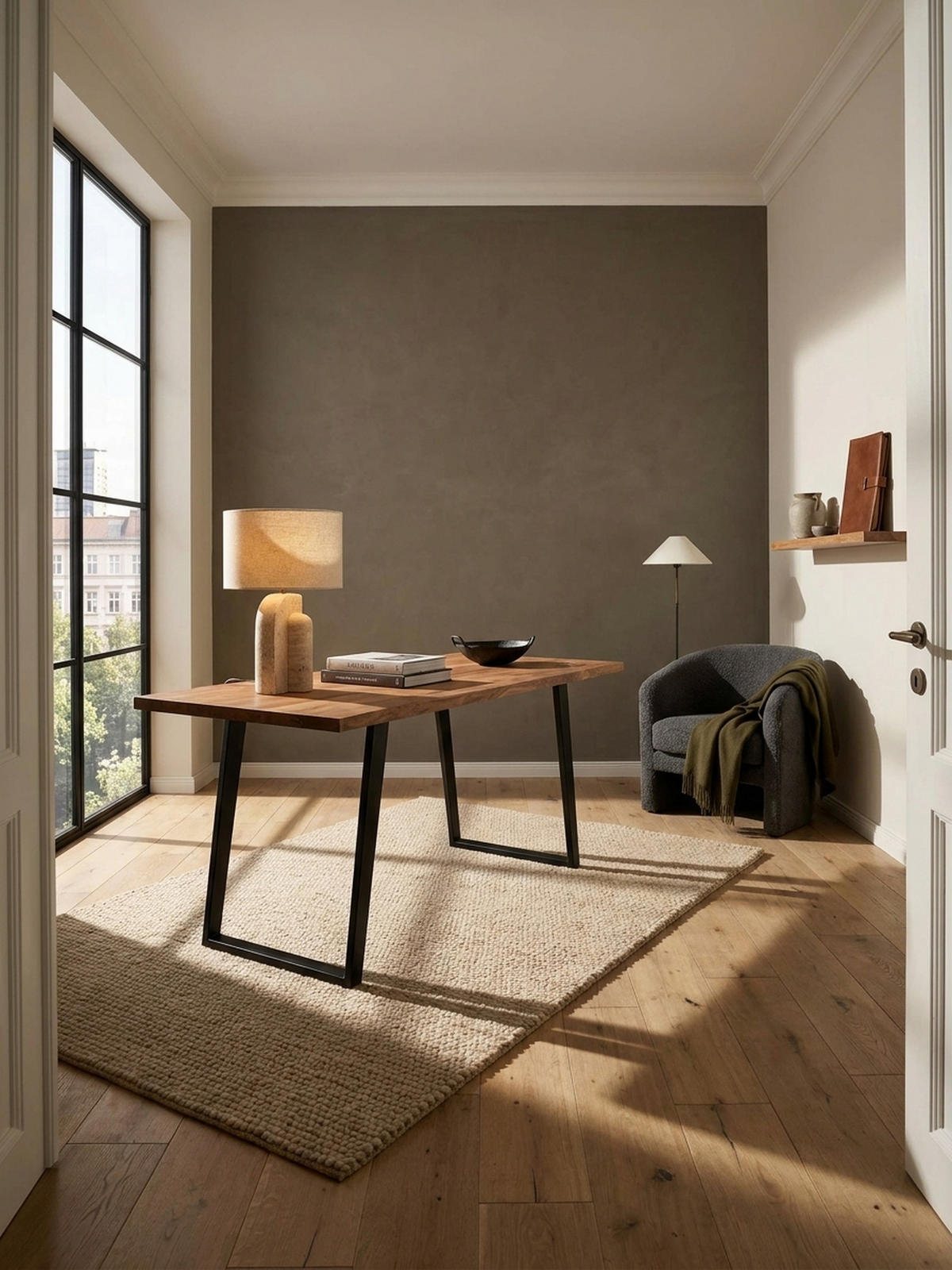 SCHREIBTISCH Massivholz Baumkante U-Gestell Handarbeit ATOLL, Goldbraun-Schwarz 180x90x76 cm - Schwarz/Braun, Holz/Metall (90/180/76cm) - KADIMA DESIGN