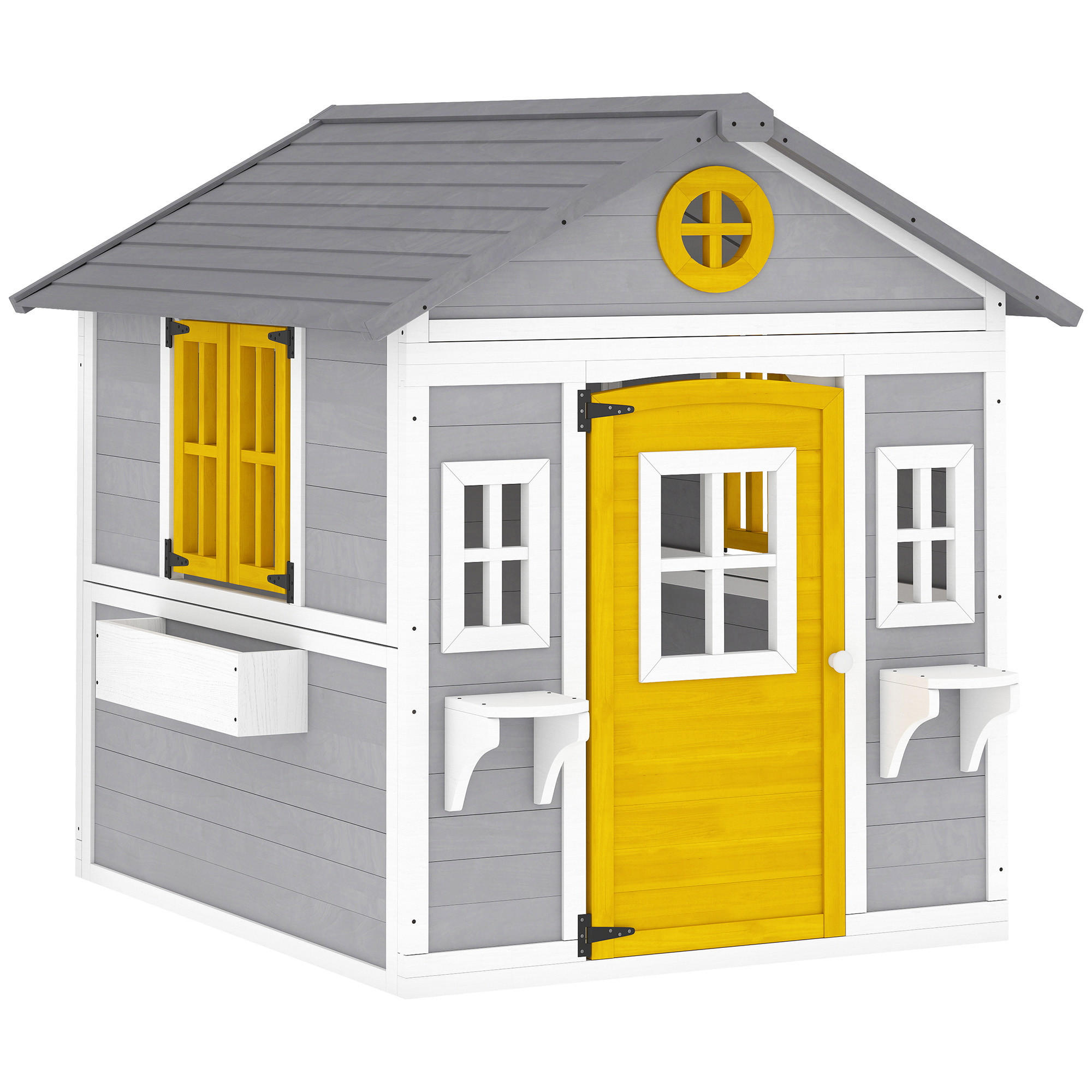 Outsunny Spielhaus Grau 112x135x126 cm