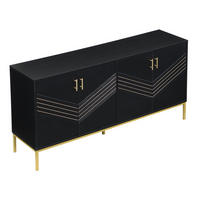SIDEBOARD DE-37528 160/40/80,5 cm mit 4 Türen Schwarz - Schwarz, Holzwerkstoff (160/80.5/40cm) - ComfortXL