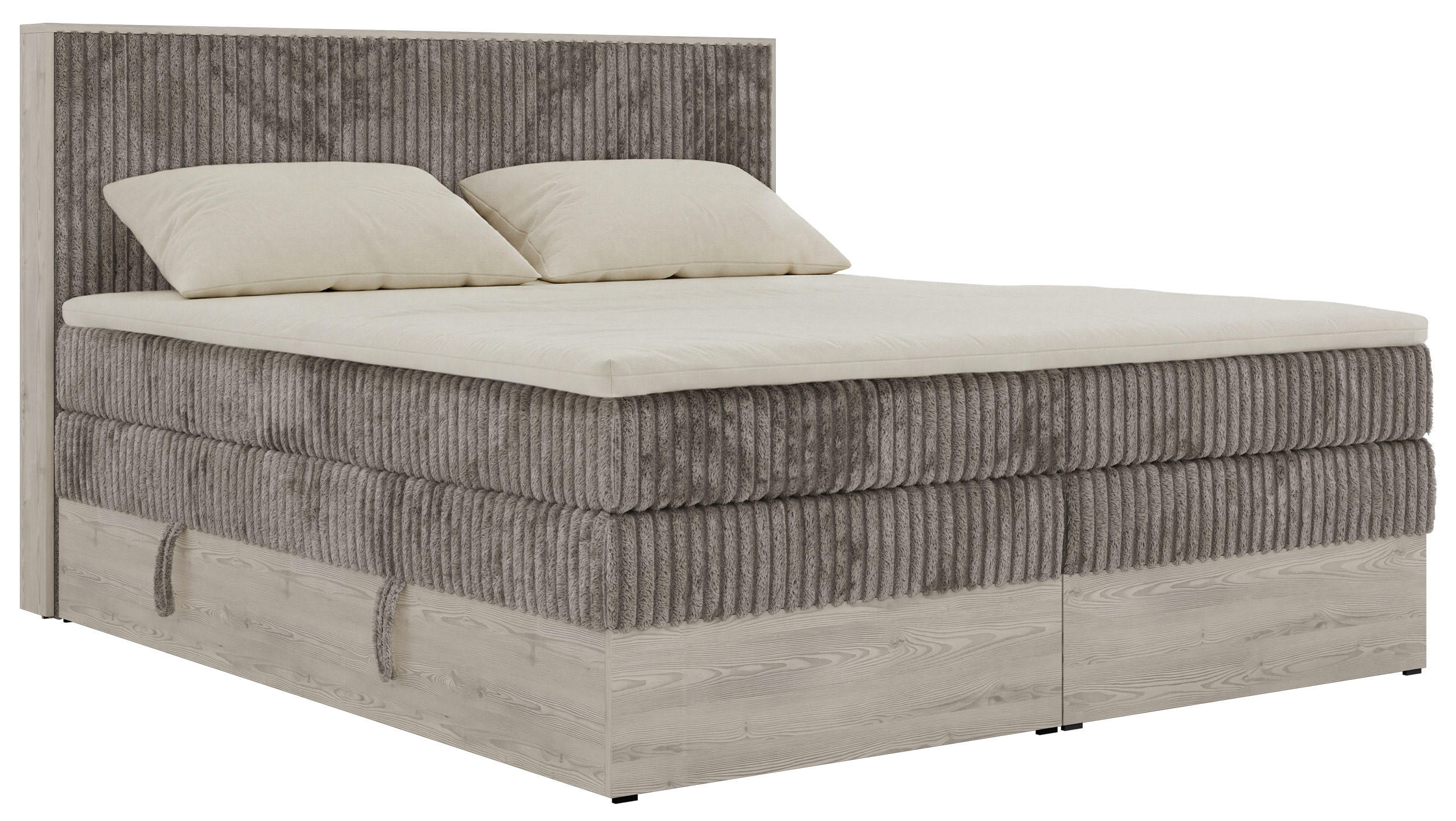 MKS POSTEL BOXSPRING NORDIC KING 200/200 - Světle hnědá Manšestr - Topper Visco - H4