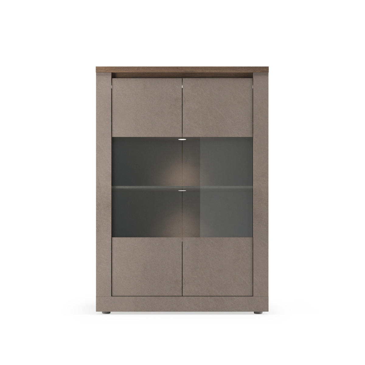 VITRINE mit 2 Türen 3 Regalen aus Holz in Bronze und Quecksilberoptik 43/114/160 cm - Braun, Holzwerkstoff (43/160/48cm) - Calicosy