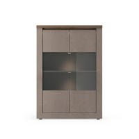 VITRINE mit 2 Türen 3 Regalen aus Holz in Bronze und Quecksilberoptik 43/114/160 cm - Braun, Holzwerkstoff (43/160/48cm) - Calicosy