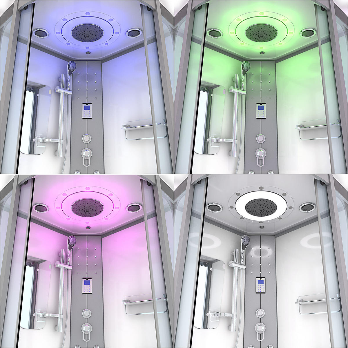 DAMPFDUSCHE Dusche D46-10T2-EC Weiß 90x90 - Weiß, Glas/Kunststoff (90/90/215cm) - AcquaVapore by Sandra Jentho