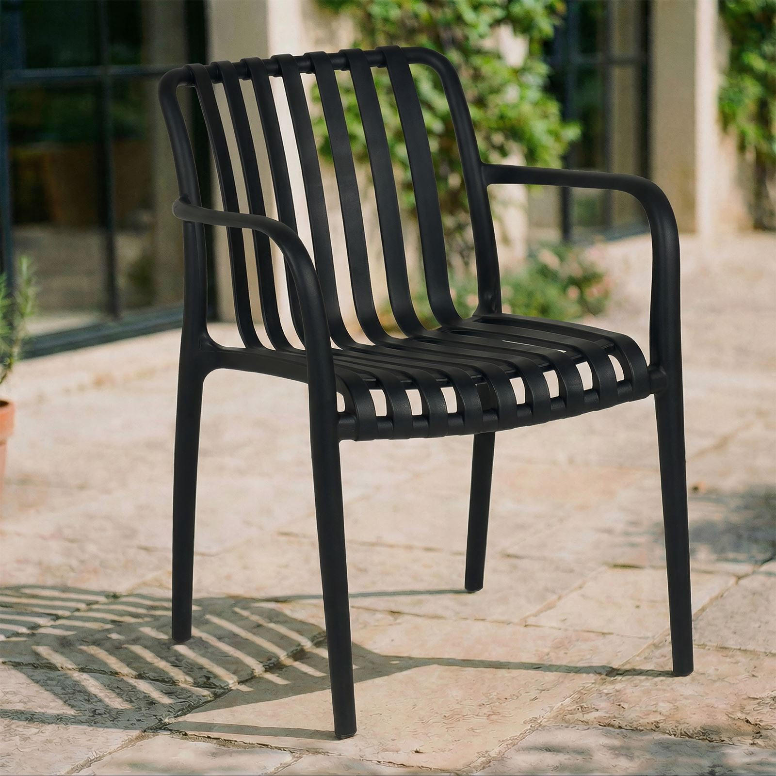 GARTENSTÜHLE TULIPANO 6ER-SET - Schwarz, Textil (55/82/59cm) - IDIMEX