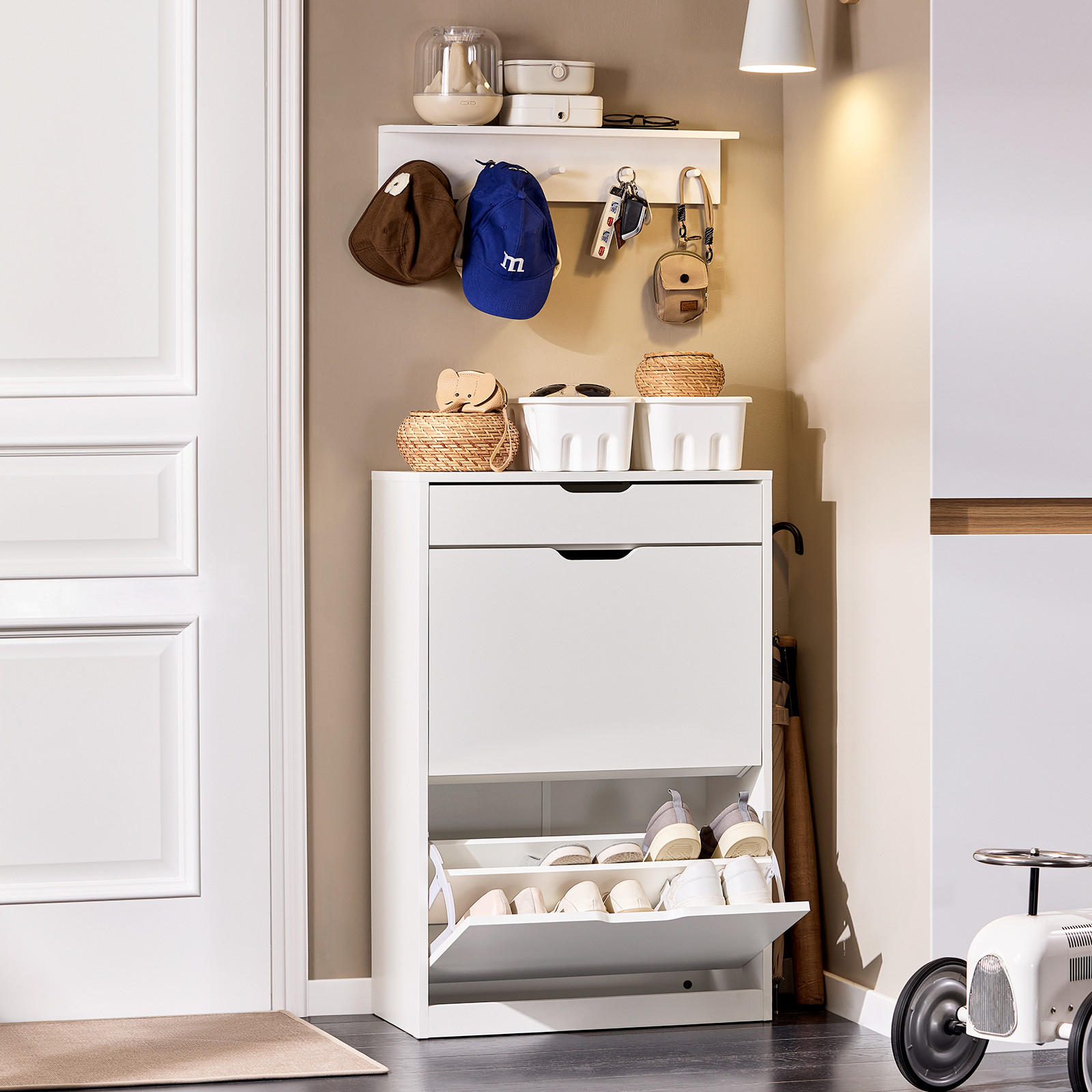 Thumbnail - SoBuy Schuhschrank, Weiß, Holzwerkstoff, 60x90x30 cm, Garderobe, Schuhaufbewahrung, Schuhkipper