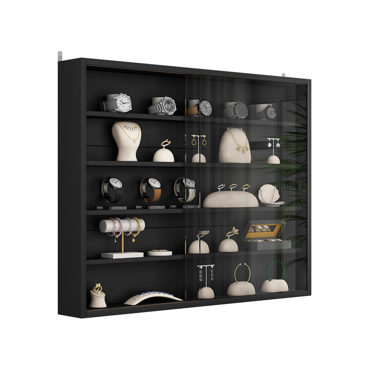 NÁSTĚNNÁ VITRÍNA Showla Černá - černá, kompozitní dřevo (80/60/10cm) - Vicco