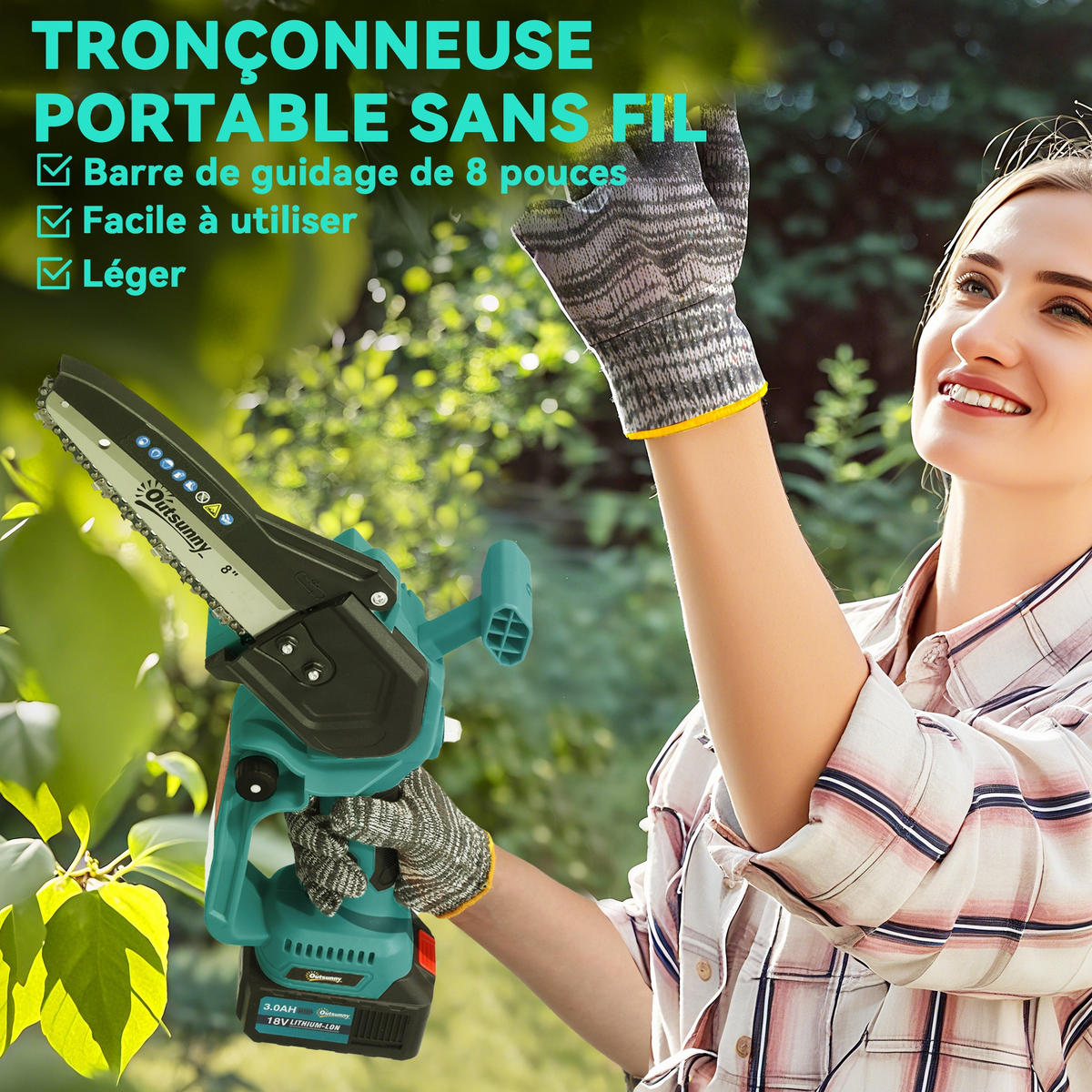 KETTENSÄGE 2-in-1 DE-13810 mit Teleskopstange und 8″ Schwert Blau - Blau, Metall (29/10.5/42cm) - ComfortXL