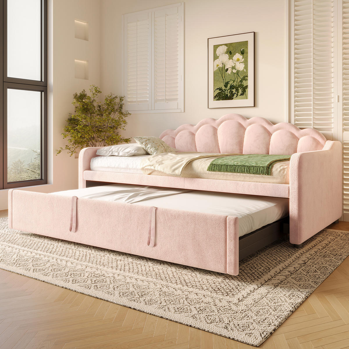 DAYBETT 90/180x200 cm LED rosa - Rosa, Textil (180/200cm) - Fortuna Lai