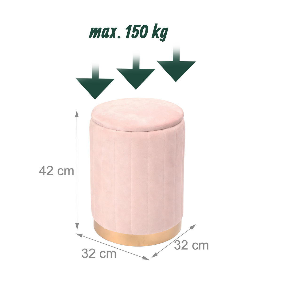 HOCKER - Altrosa/Rosa, Holzwerkstoff/Textil (32/42/32cm) - Relaxdays