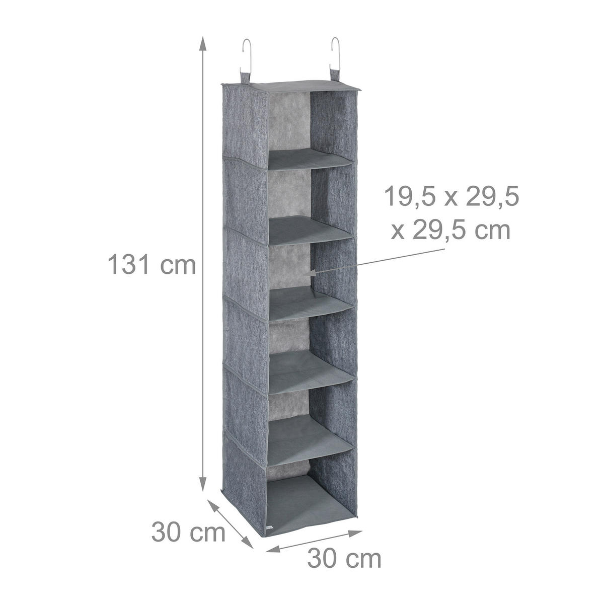 KLEIDERSCHRANK-HÄNGEREGAL - Grau, Wellpappe/Kunststoff (30cm) - Relaxdays
