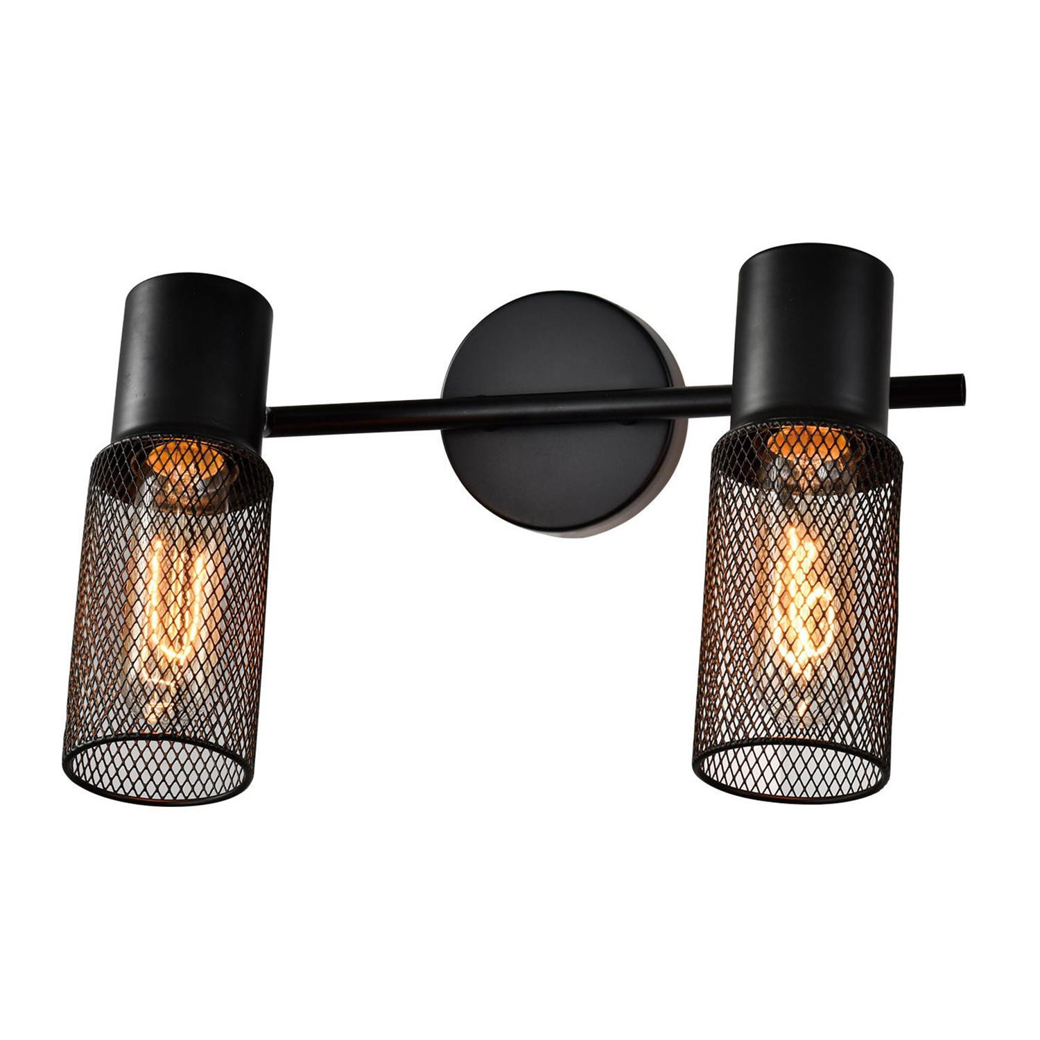 DECKENLEUCHTE Käfig 2-flammig 30/16/21 cm - Schwarz, Metall (30/16/21cm) - Nettlife