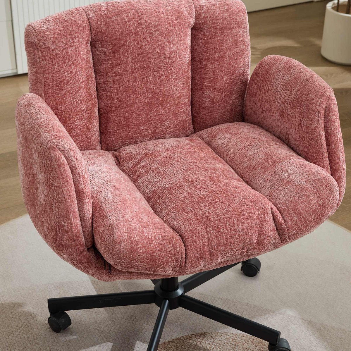 BÜROSTUHL Rosa Drehbar Höhenverstellbar - Pink, Metall (57.5/92.5/60cm) - PANGIVO