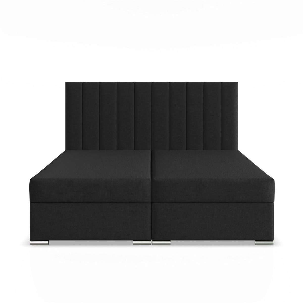 BOXBETT MIT KOPFTEIL 160x200 AGEN, Schwarz - Schwarz, Textil (160/200cm) - Mebligo
