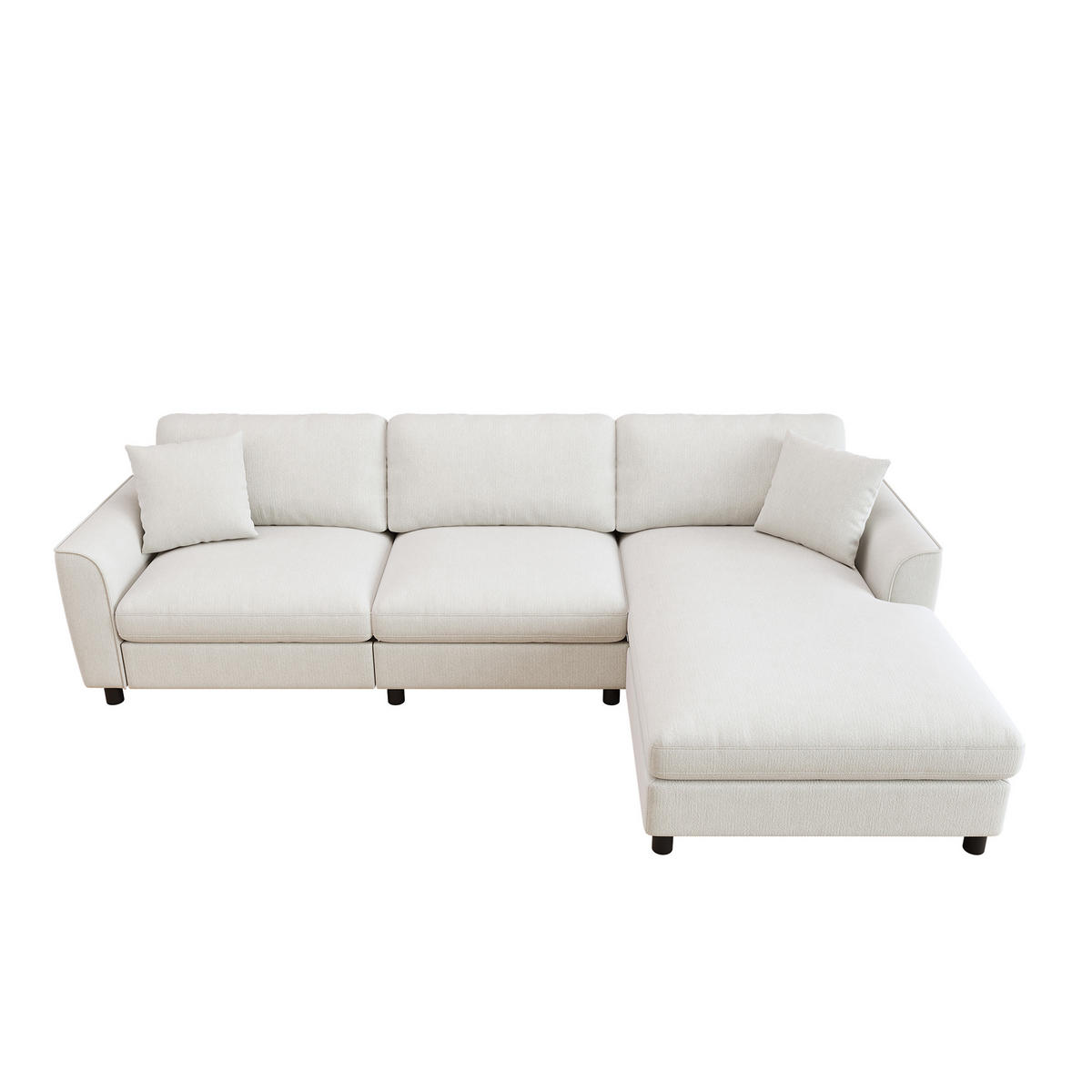 ECKSOFA 3-Sitzer Wolkenform mit umstellbarer Liege, DE-42509, Beige - Beige, Holzwerkstoff (256/137cm) - ComfortXL