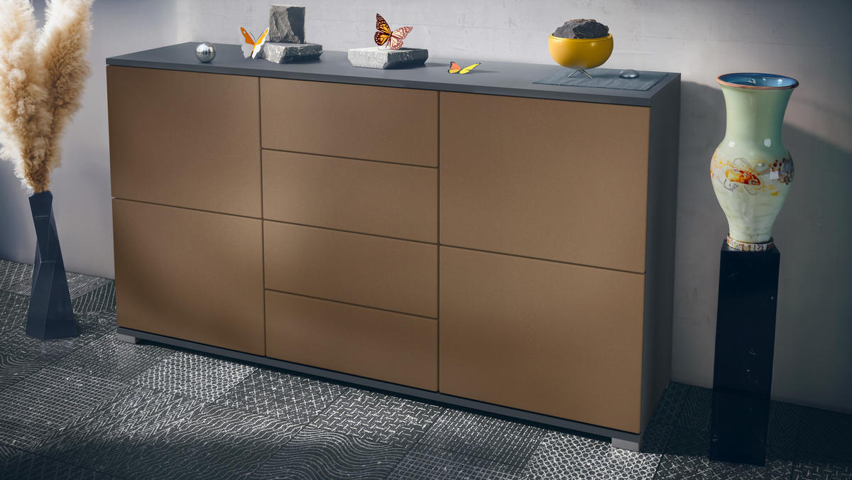 SIDEBOARD Rova Bronze Optik - Bronzefarben, Holzwerkstoff (138.5/75.5/35cm) - Vladon