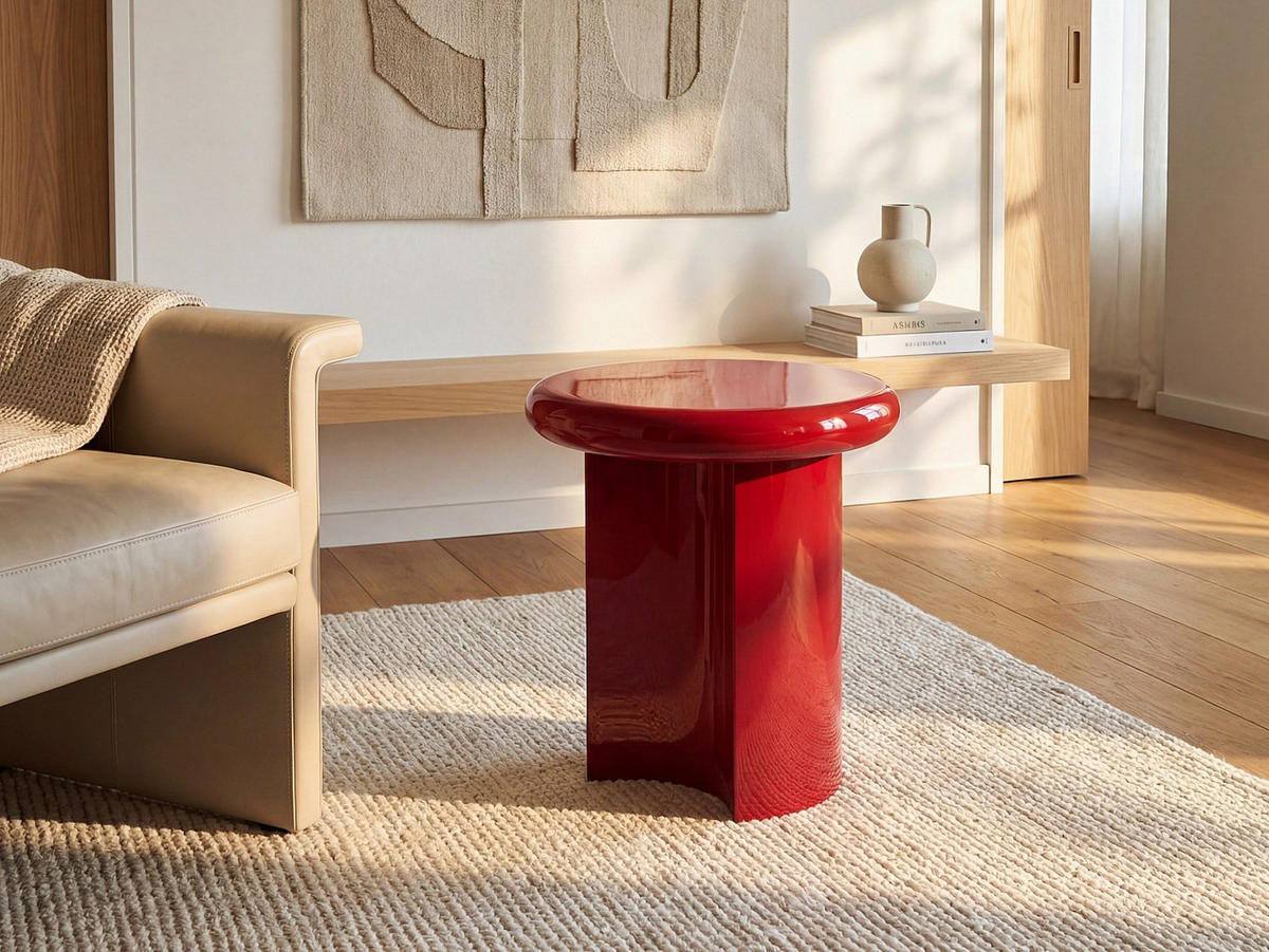 BEISTELLTISCH - 50 cmcm x 50 cmcm - Holz, Platte - Rot - SOBINA - Rot, Holz (50/50/46cm) - Vente-Unique